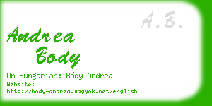 andrea body business card