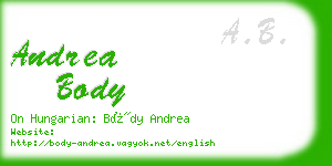 andrea body business card